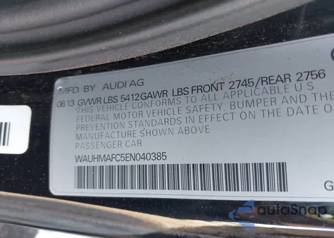 2014 Audi A6 Prestige из США, поврежденный, VIN WAUHMAFC5EN040385